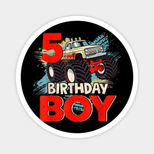 5 Year Old 5th Birthday Boy Monster Truck Car Magnet